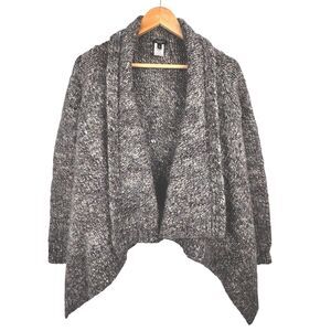 Talbots Womens Open Front Cardigan Sweater S Gray Wool Alpaca Chunky Knit Cozy